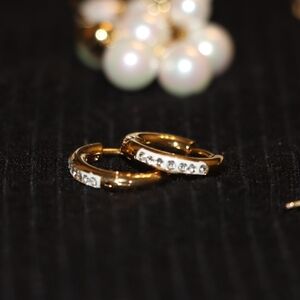 Elegant Gold Hoop Earrings with Crystals